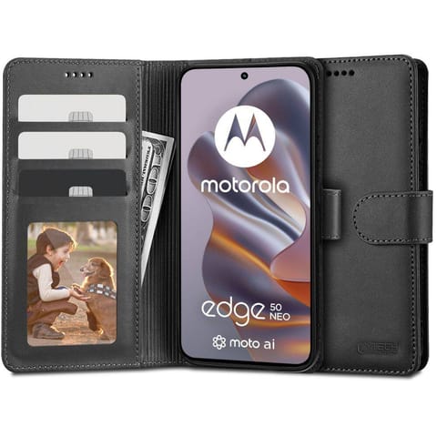 ⁨Etui MOTOROLA MOTO EDGE 50 NEO Tech-Protect Wallet czarne⁩ w sklepie Wasserman.eu