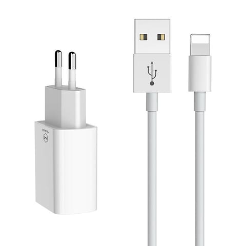 ⁨Podwójna ładowarka USB Mcdodo CH-6720 (EU) Lightning 1m Travel set (biały)⁩ w sklepie Wasserman.eu