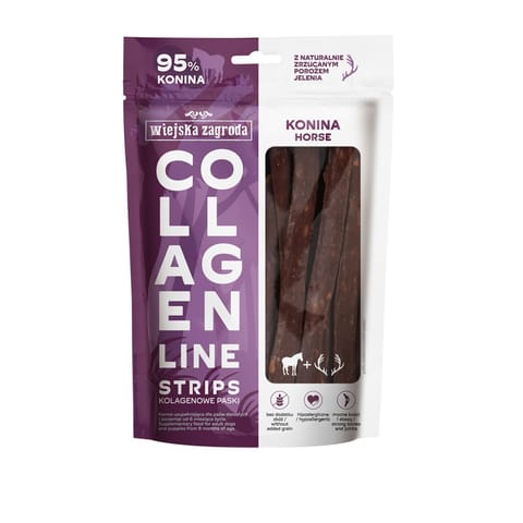 ⁨WIEJSKA ZAGRODA Collagen Line Collagen strips Horse - dog treat - 100g⁩ at Wasserman.eu