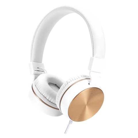 ⁨HP DHH-1206 White słuchawki z mikrofonem, przewodowa, biało-złota, klasyczna typ 3,5mm jack⁩ w sklepie Wasserman.eu