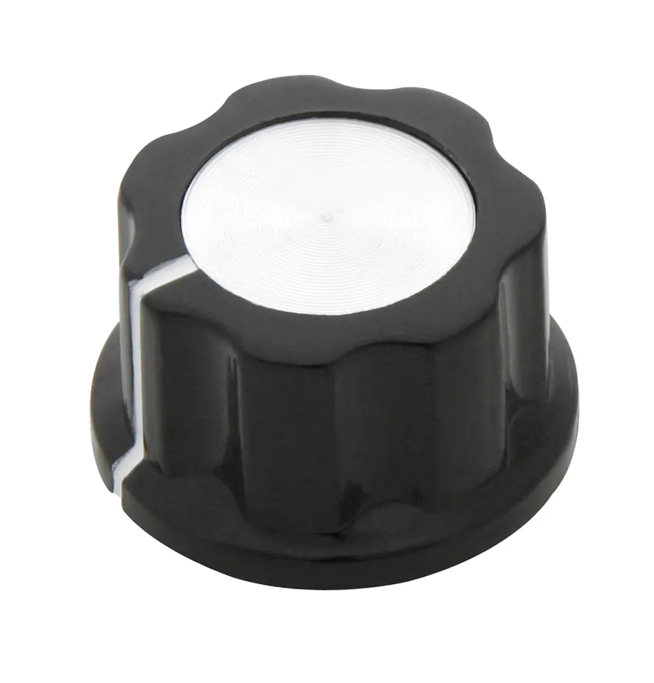 Gałka pot bakelitowa czar/sreb śred 16mm w sklepie Wasserman.eu