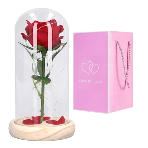 ⁨Kryształowa wieczna róża pojedyncza pod szklaną kopułą LED ROZ15⁩ w sklepie Wasserman.eu