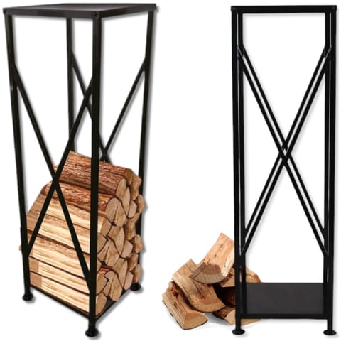 ⁨Designerski Stojak na Drewno Kominkowe Stalowy Nowoczesny Krzyżowy Design⁩ w sklepie Wasserman.eu