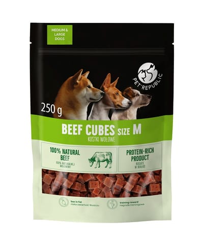 ⁨PETREPUBLIC Beef cubes M - dog treat - 250g⁩ at Wasserman.eu