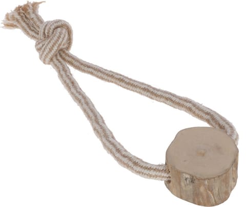 ⁨KERBL Dog Tug, Jute and Cotton Loop, Coffee Wood - Natural Toy - 27 cm⁩ at Wasserman.eu