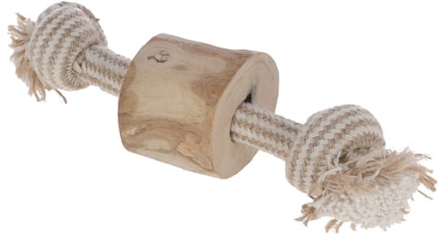 ⁨KERBL Jute and cotton dog tug, coffee wood - natural toy - 20 cm⁩ at Wasserman.eu