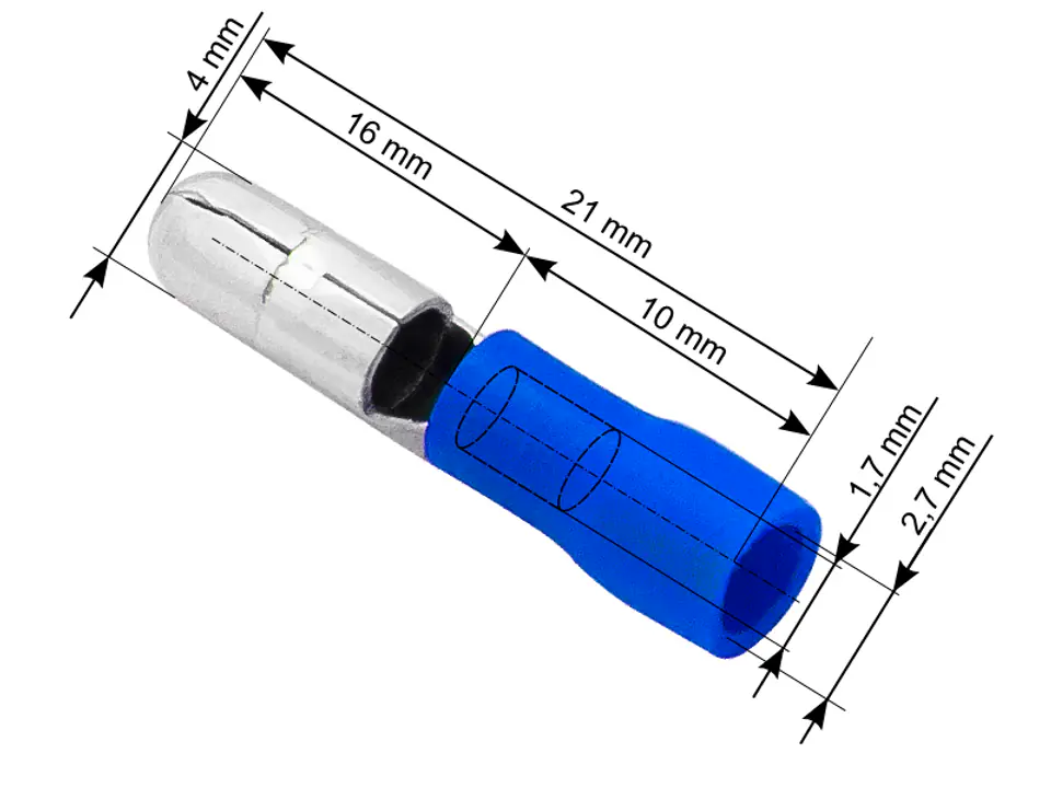 ⁨Connector insulator.plug 4,0/21mm blue⁩ at Wasserman.eu