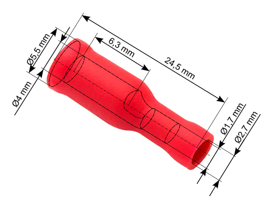 ⁨43-048# Konektor izol.gn. 4,0/24,5mm czerwony⁩ w sklepie Wasserman.eu