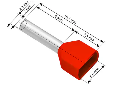 ⁨Connector insulator sleeve 2x1,0/8 red⁩ at Wasserman.eu