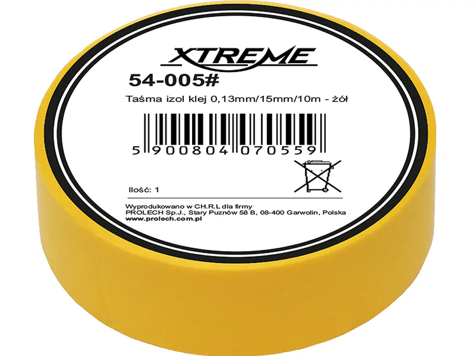 ⁨54-005# Taśma izol klej 0,13mm/15mm/10m - żół⁩ w sklepie Wasserman.eu