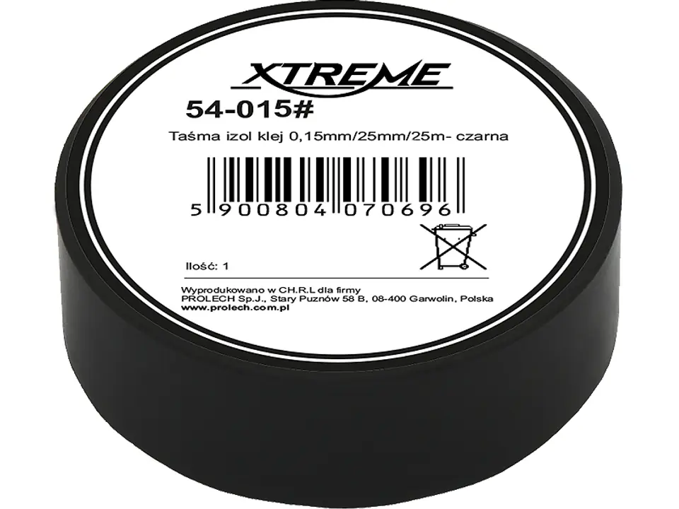 ⁨54-015# Taśma izol klej 0,15mm/25mm/25m- czarna⁩ w sklepie Wasserman.eu
