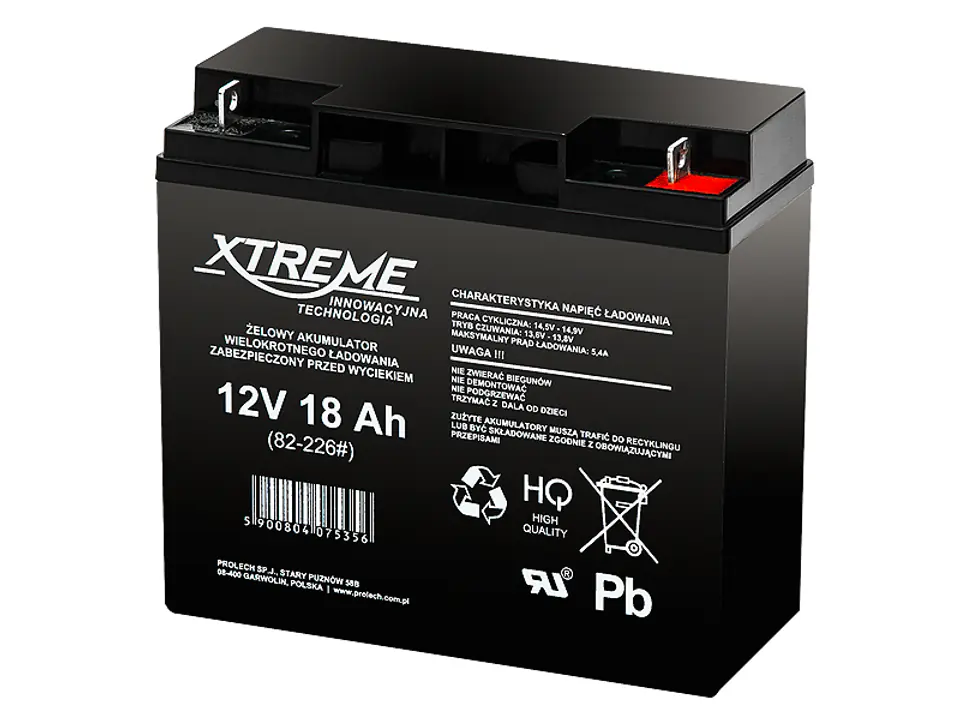 ⁨Akumulator żelowy 12V 18Ah XTREME (1PH)⁩ w sklepie Wasserman.eu