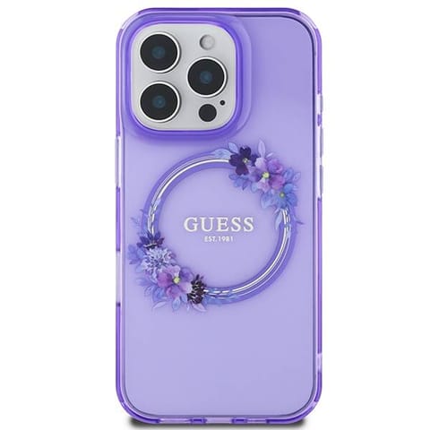 ⁨Etui Guess Flowers do iPhone 16 Pro Max fiolet⁩ w sklepie Wasserman.eu