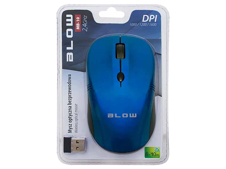 ⁨Bezprzewodowa mysz optyczna Blow MB-10 (niebieski)⁩ w sklepie Wasserman.eu