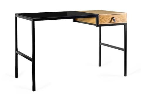 ⁨Desk with drawer Unique LESTE 120 x 60 cm black/oak⁩ at Wasserman.eu