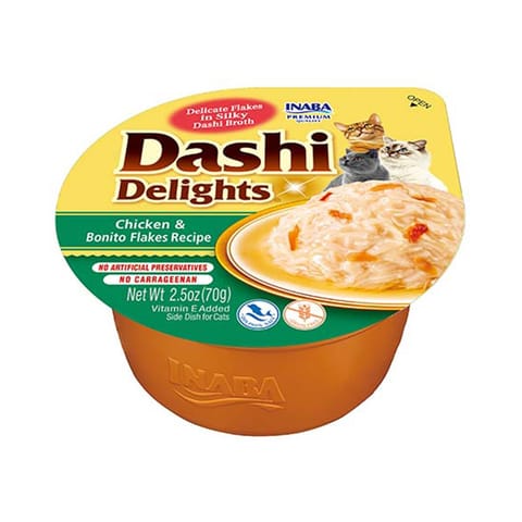 ⁨INABA DASHI DELIGHTS Kurczak z Płatkami Boni  70g bulion dla kota⁩ w sklepie Wasserman.eu