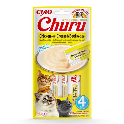 ⁨INABA Churu Chicken with cheese and beef recipe - cat treats - 4x14 g⁩ at Wasserman.eu