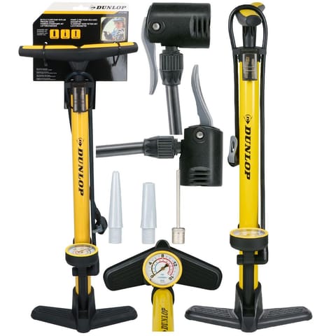 ⁨POMPKA WARSZTATOWO ROWEROWA 230PSI (16BAR) Z MANOMETREM ŻÓŁTY DUNLOP⁩ w sklepie Wasserman.eu