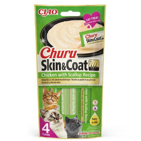 ⁨INABA Churu Skin&Coat Chicken with scallop recipe - cat treats - 4x14 g⁩ at Wasserman.eu