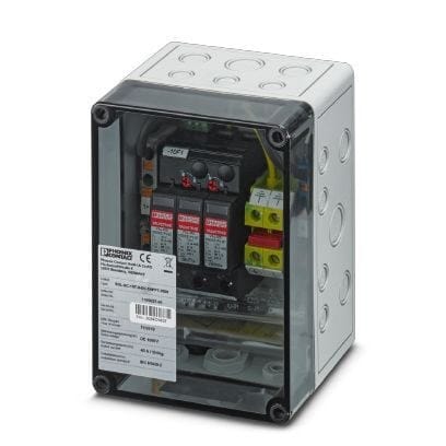 ⁨Surge protective device box for 1 MPPT / Phoenix-Contact / 1000DC / 1MPP-SPD-S / box 1 MPPT / 1182566 / Surge protective device type T1/T2 in sealed (IP65) housing with feed-throughs (glands)⁩ at Wasserman.eu