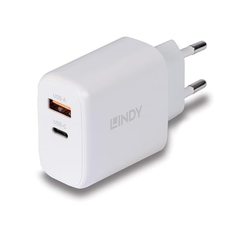 LINDY USB Ladegerät Typ A+C GaN Charger 65W, weiß at Wasserman.eu
