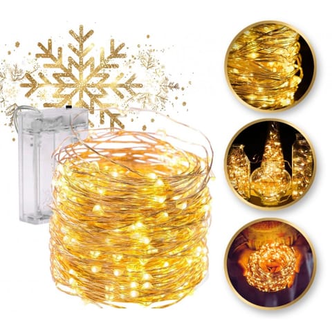 ⁨Światełka lampki na żyłce wewnętrzne 100 LED CIEPŁE BIAŁE LAMP24CB⁩ w sklepie Wasserman.eu