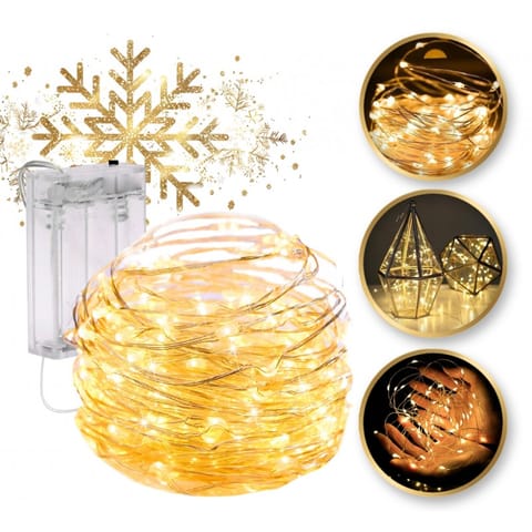 ⁨Światełka lampki na żyłce wewnętrzne 50 LED CIEPŁE BIAŁE LAMP10CB⁩ w sklepie Wasserman.eu