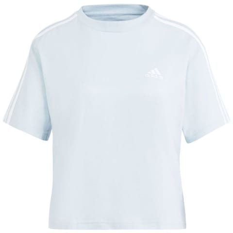 ⁨Koszulka adidas Essentials 3-Stripes Single Jersey Crop Top W (kolor Niebieski, rozmiar XS)⁩ w sklepie Wasserman.eu