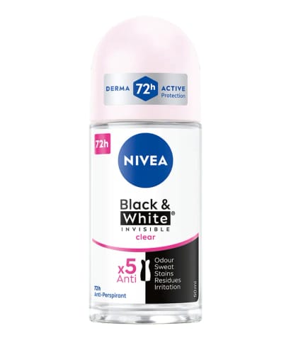 ⁨Nivea Black&White Invisible Clear Antyperspirant Roll-On 50 ml⁩ w sklepie Wasserman.eu