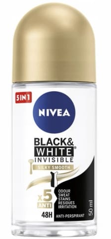 ⁨Nivea Black&White Silky Smooth Antyperspirant Roll-On 50 ml⁩ w sklepie Wasserman.eu