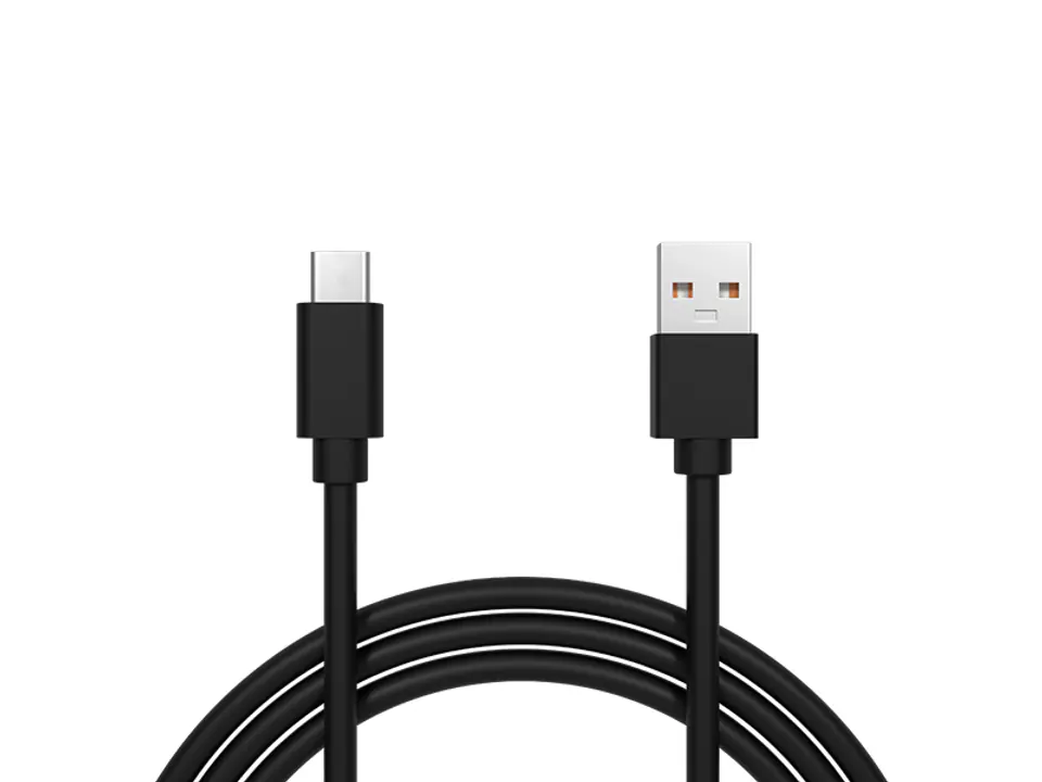 ⁨66-128# Przyłącze usb 2.0 a - usb-c 1,0m czarne płaskie⁩ w sklepie Wasserman.eu