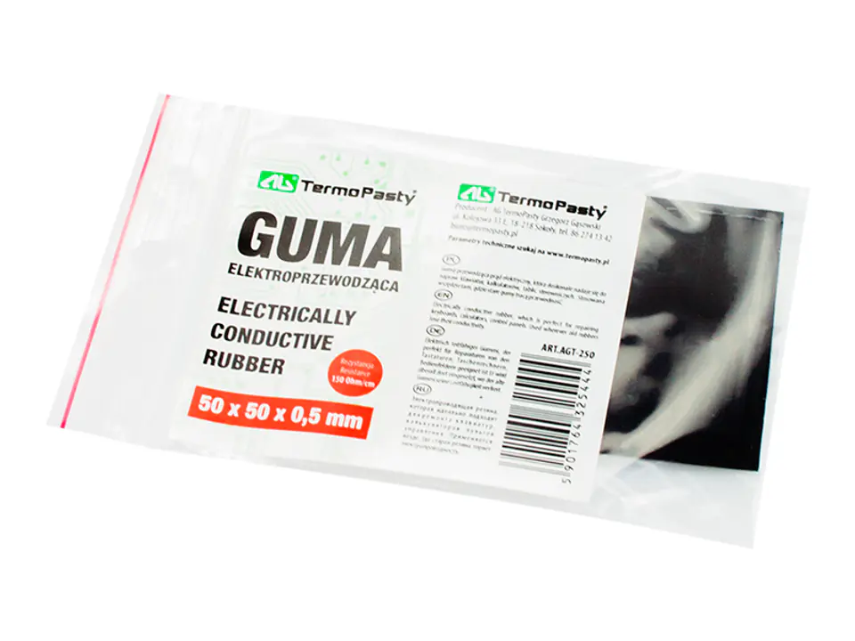 ⁨2356# Guma elektroprzewodząca 50x50x0,5mm ag⁩ w sklepie Wasserman.eu