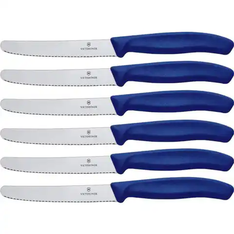 ⁨Zestaw noży stołowych Victorinox 11cm 6szt niebieskie⁩ w sklepie Wasserman.eu