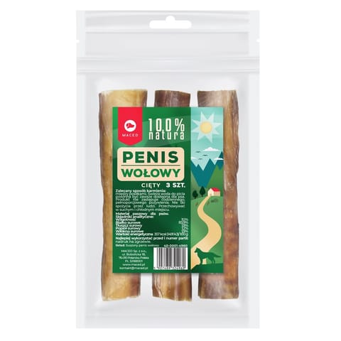 ⁨MACED 100% Natura Beef penis 3 pcs. - dog treat - 300g⁩ at Wasserman.eu