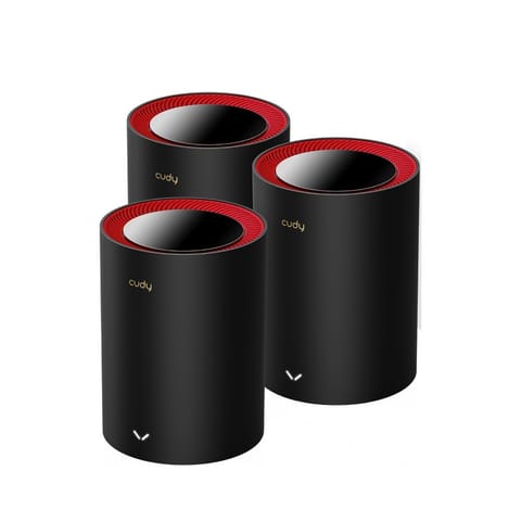 ⁨Cudy M3000 3-Pack Dual-band (2.4 GHz / 5 GHz) Wi-Fi 6 (802.11ax) Black, Red 1 Internal⁩ at Wasserman.eu