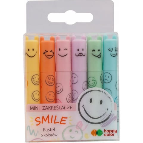 ⁨Zakreślacze mini SMILE 6 kolorów pastelowych HA 4130 02PA-WP6 Happy Color⁩ w sklepie Wasserman.eu