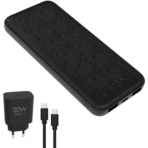 ⁨PLATINET POWER BANK SET 10000 MAH + 20W PD CHARGER + 1M CABLE BLACK [45993]⁩ at Wasserman.eu