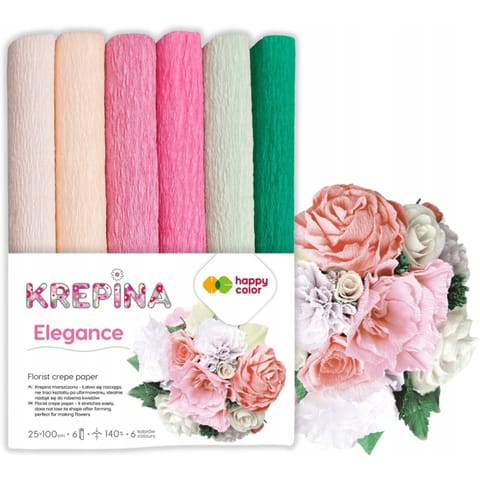 ⁨Krepina marszczona gruba 25x100cm mix 6 kolorów Elegance HA 3650 2510 - MIX E HAPPY COLOR⁩ w sklepie Wasserman.eu