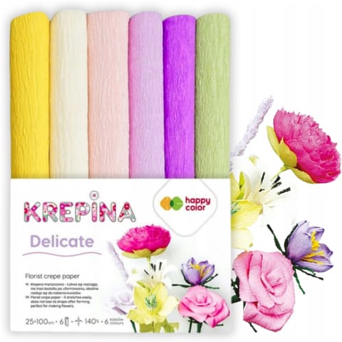 ⁨Krepina marszczona gruba 25x100cm mix 6 kolorów Delicate HA 3650 2510 - MIX D HAPPY COLOR⁩ w sklepie Wasserman.eu