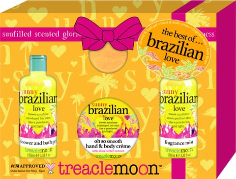 ⁨TREACLEMOON Zestaw prezentowy The Best of Brazilian Love  (Żel pod prysznic+Balsam do ciała+Mgiełka do ciała+Kula do kąpieli) 1 op. - 4 szt.⁩ w sklepie Wasserman.eu