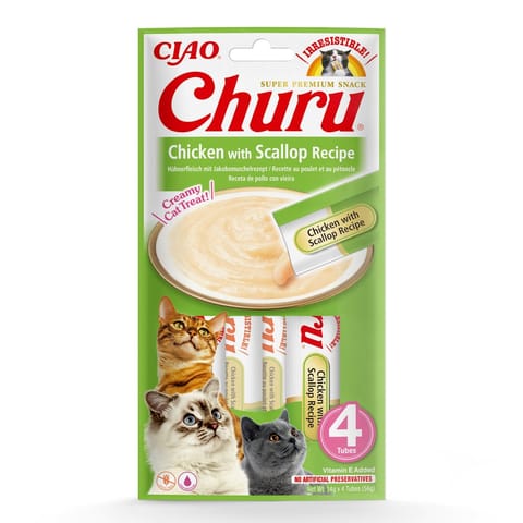 ⁨INABA Churu Chicken with Scallop Recipe - cat treats - 4x14 g⁩ at Wasserman.eu