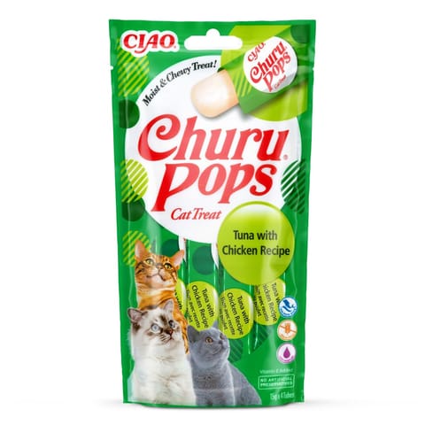 ⁨INABA Churu Pops Tuńczyk z kurczakiem - przysmak dla kota - 4x15 g⁩ w sklepie Wasserman.eu