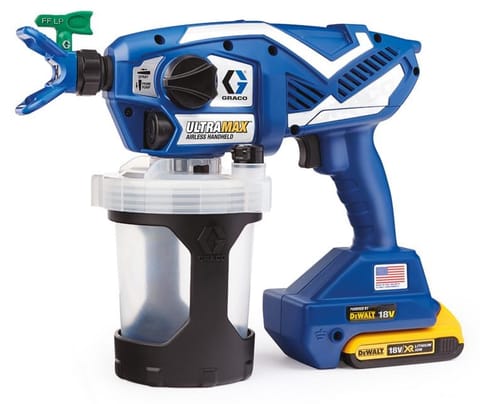 ⁨GRACO PISTOLET DO MALOWANIA ULTRAMAX ( 2 x AKU. 2AH DEWALT+ ŁAD. ) + TORBA⁩ w sklepie Wasserman.eu