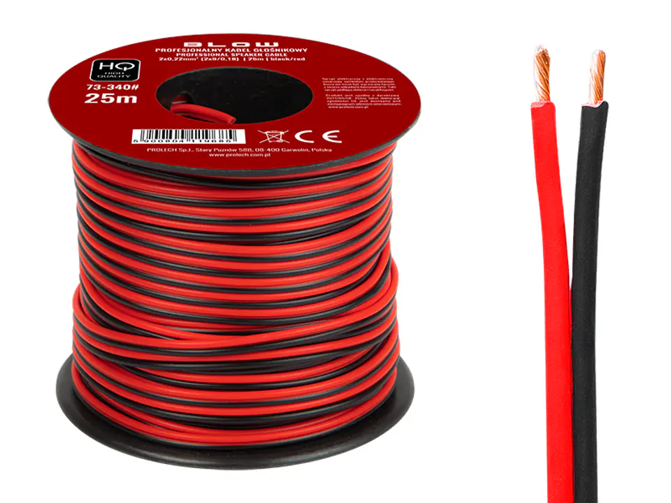 73-340# Przew.głośn.2x0,22mm czarno-czerwony 25m w sklepie Wasserman.eu