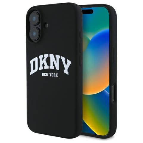 ⁨DKNY DKHMP16SSNYACH iPhone 16 6.1"        czarny/black hardcase Silicone White Printed Logo MagSafe⁩ w sklepie Wasserman.eu