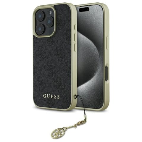 ⁨Guess GUHCP16LGF4GGR iPhone 16 Pro 6.3"   czarny/black hardcase 4G Charms Collection⁩ w sklepie Wasserman.eu