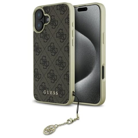 ⁨Guess GUHCP16MGF4GBR iPhone 16 Plus 6.7"  brązowy/brown hardcase 4G Charms Collection⁩ w sklepie Wasserman.eu