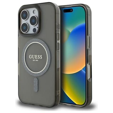 ⁨Guess GUHMP16LHFGEREK iPhone 16 Pro 6.3"  czarny/black hardcase IML Glitter Circle MagSafe⁩ w sklepie Wasserman.eu