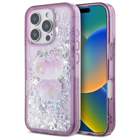 ⁨Hello Kitty HKHCP16XL50PPU iPhone 16 Pro  Max 6.9" fioletowy/purple hardcase Liquid Glitter 50TH Anniversary Party⁩ w sklepie Wasserman.eu