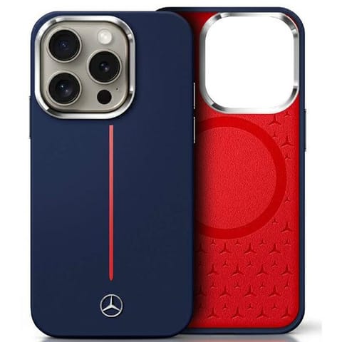 ⁨Mercedes MEHMP16X23SUMRV iPhone 16 Pro    Max 6.9" granatowy/navy hardcase Silicone Red Stripe MagSafe⁩ w sklepie Wasserman.eu